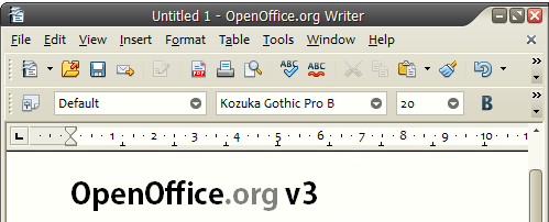 OpenOffice Writer. Click for bigger screenshot of Writer